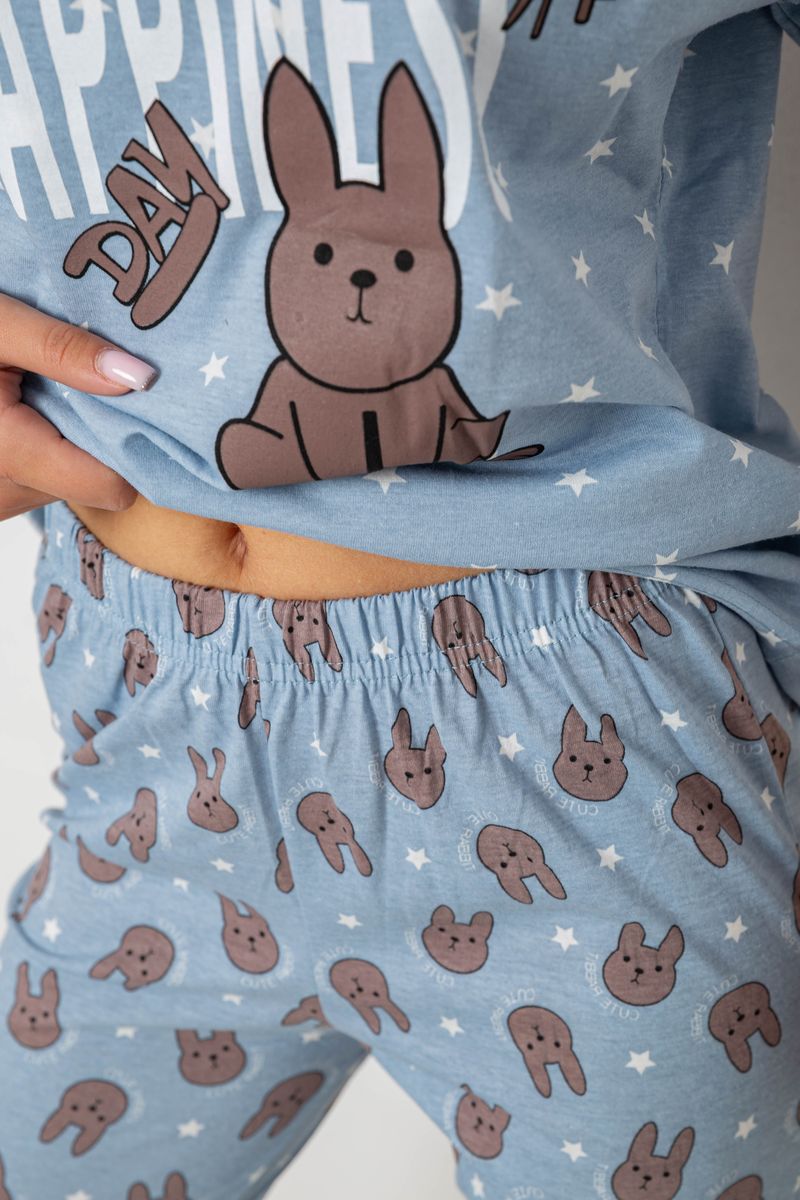 Піжама жіноча з принтом, колір блакитний, 243R15400 - Зображення 5