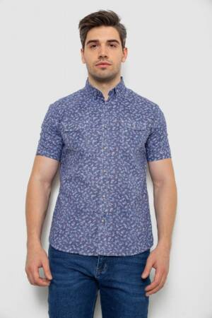 Сорочка чоловіча з принтом, колір джинс, 214R806