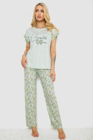Піжама жіноча з принтом, колір м’ятний, 243R2085