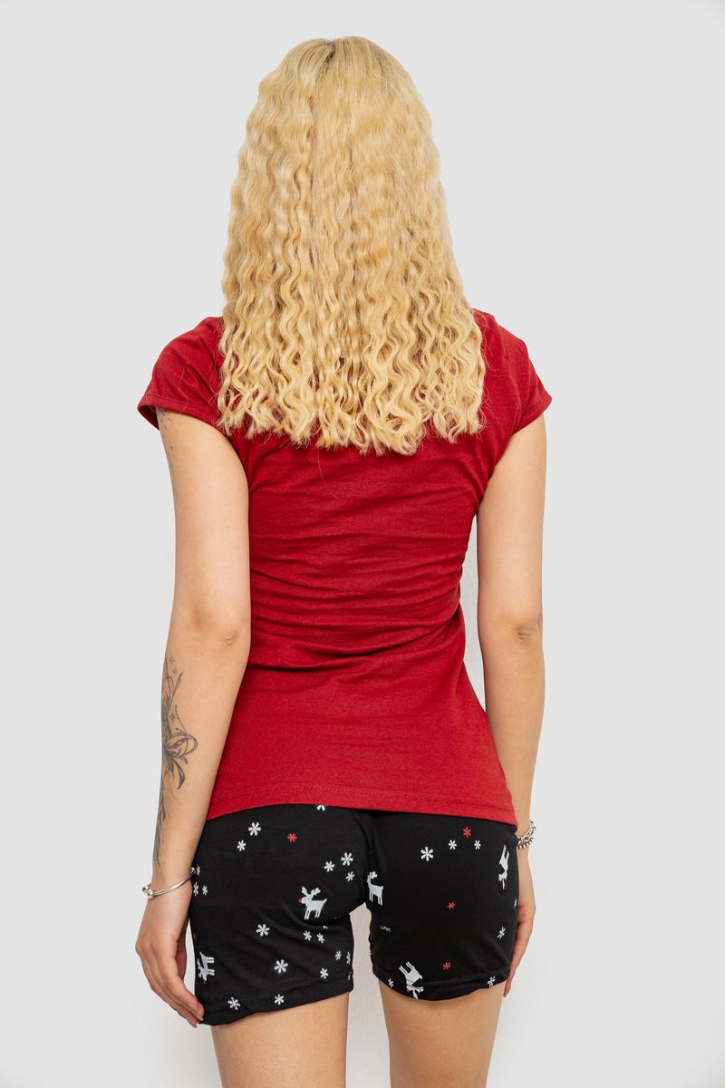 Піжама жіноча з принтом, колір бордово-чорний, 243R3244 - Зображення 4