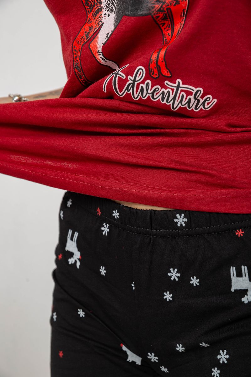 Піжама жіноча з принтом, колір бордово-чорний, 243R3244 - Зображення 5