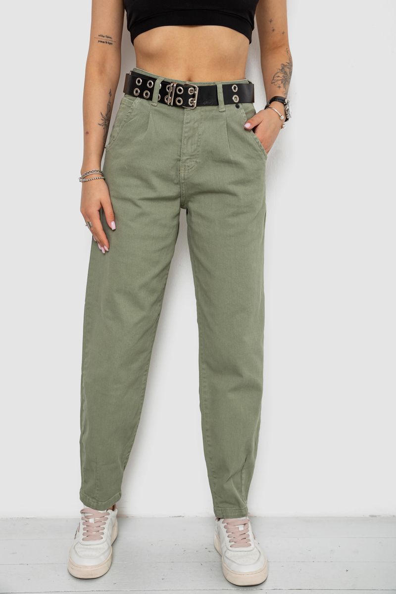 Джинси жіночі балони, колір оливковий, 182R00314