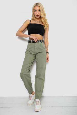 Джинси жіночі балони, колір оливковий, 182R00314