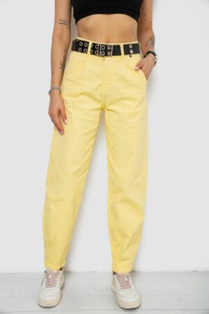 Джинси жіночі балони, колір жовтий, 182R00314