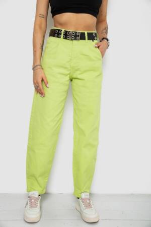 Джинси жіночі балони, колір салатовий, 182R00314