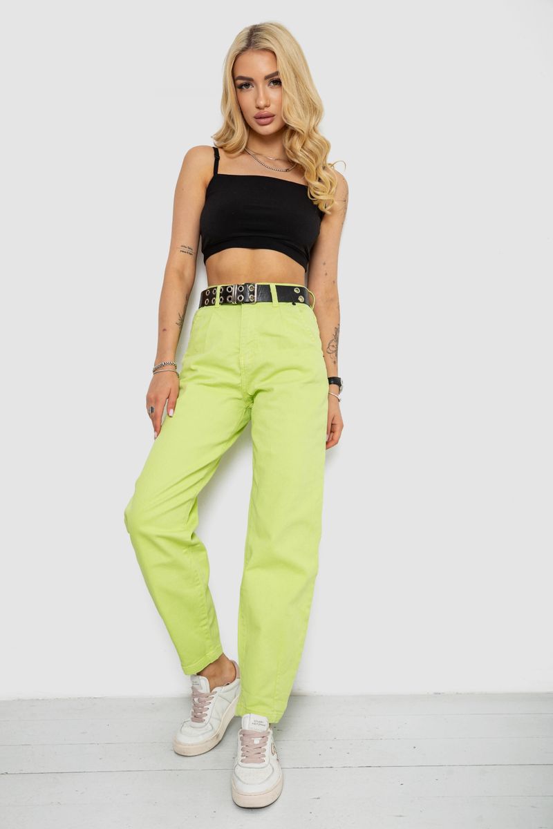 Джинси жіночі балони, колір салатовий, 182R00314 - Зображення 2