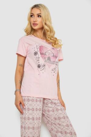 Жіноча піжама з принтом, колір рожевий, 243R3338