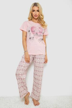 Жіноча піжама з принтом, колір рожевий, 243R3338
