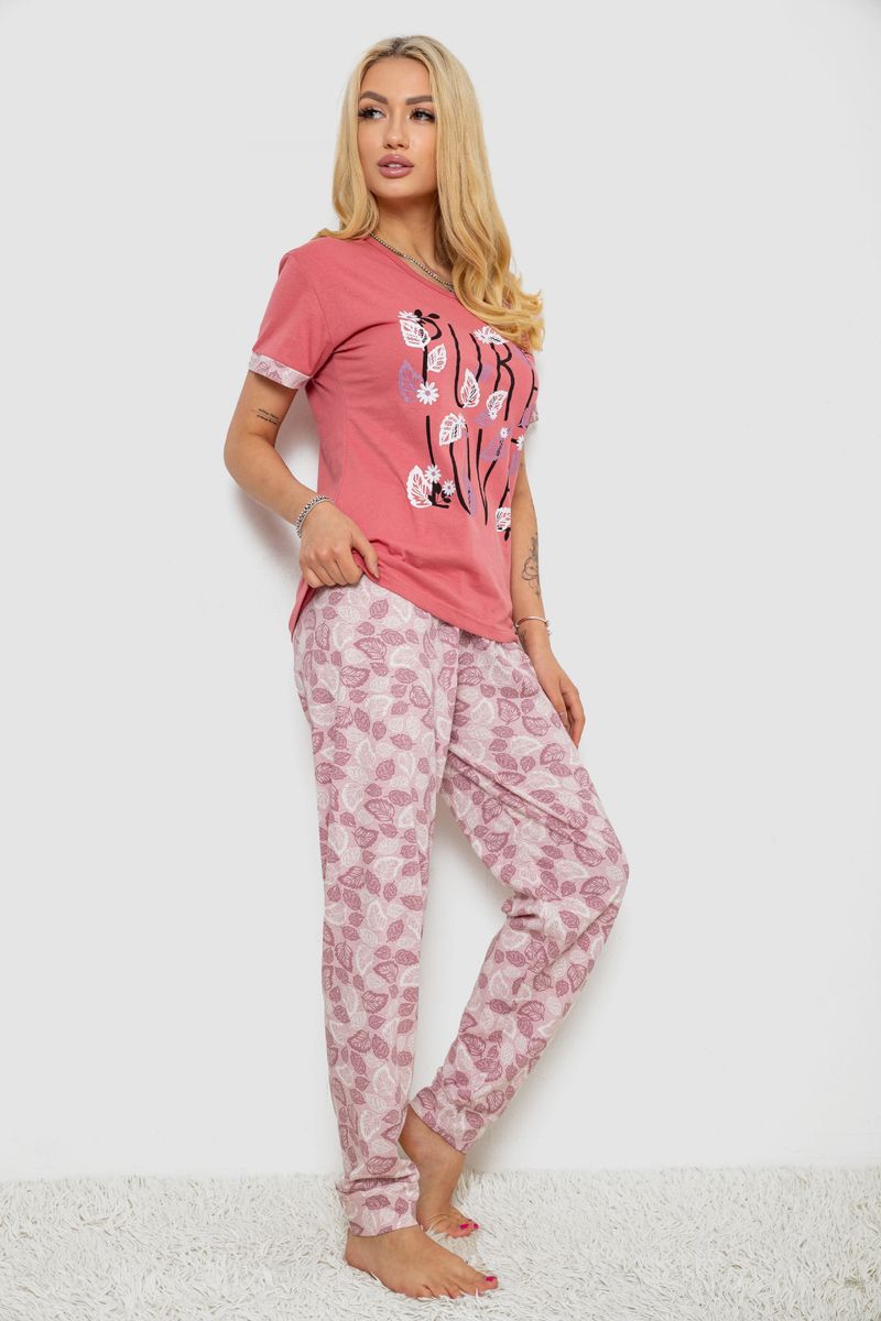 Піжама жіноча з принтом, колір пудровий, 243R9249 - Зображення 3