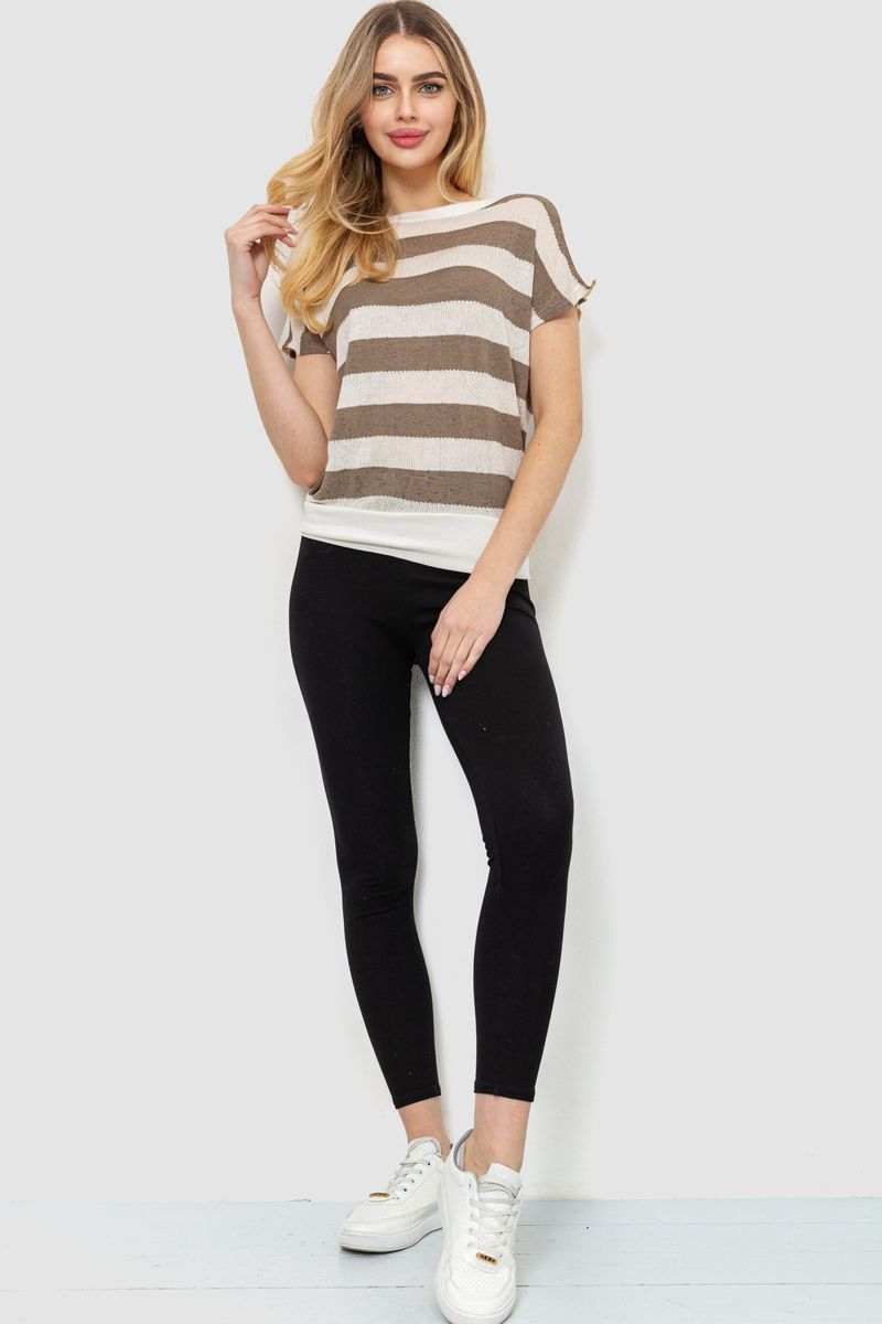Кофта жіноча в смужку, колір бежево-молочний, 244R0262