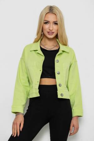 Куртка жіноча джинсова, колір салатовий, 250R00321