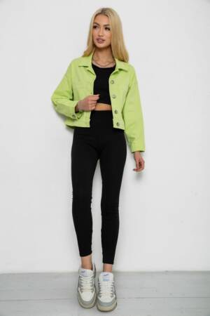 Куртка жіноча джинсова, колір салатовий, 250R00321