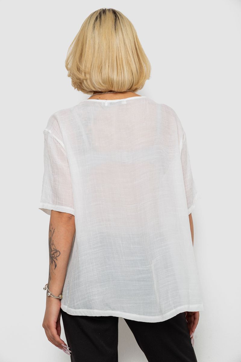 Блуза, колір молочний, 244RM205 - Зображення 4