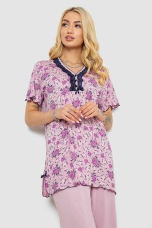 Піжама жіноча з принтом, колір бузковий, 243R6971