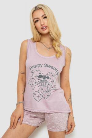 Піжама жіноча з принтом, колір бузковий, 243R5832