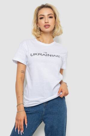 Футболка жіноча з принтом, колір білий, 238R57383-1