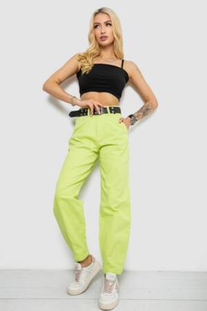 Джинси жіночі балони, колір салатовий, 182R00309