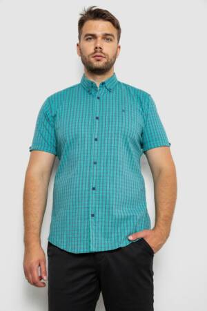 Сорочка чоловіча в клітинку, колір зелений, 214R4564
