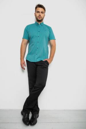 Сорочка чоловіча в клітинку, колір зелений, 214R4564