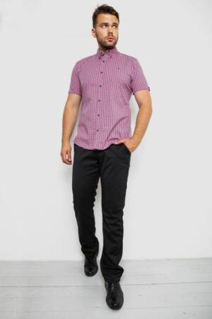 Сорочка чоловіча в клітинку, колір рожевий, 214R4564