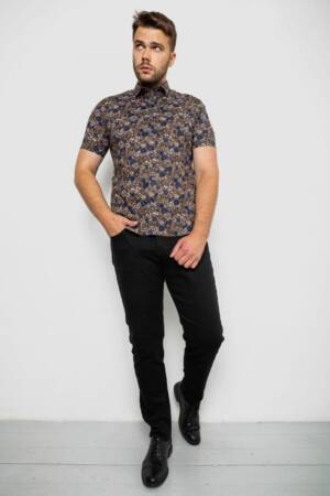 Сорочка чоловіча з принтом, колір коричневий, 214R6917-10