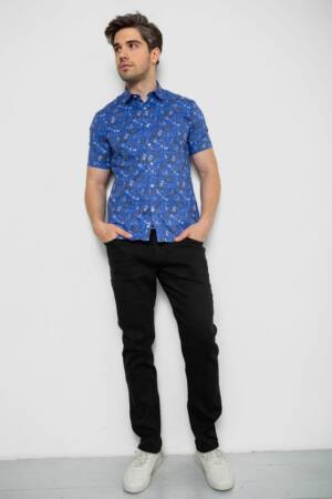 Сорочка чоловіча з принтом, колір електрик, 214R6917-10