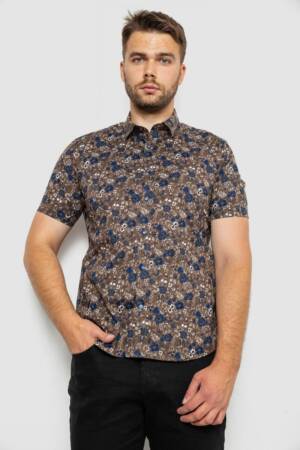 Сорочка чоловіча з принтом, колір коричневий, 214R6917-10