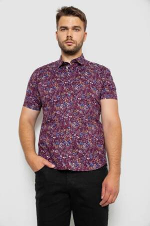 Сорочка чоловіча з принтом, колір сливовий, 214R6917-10