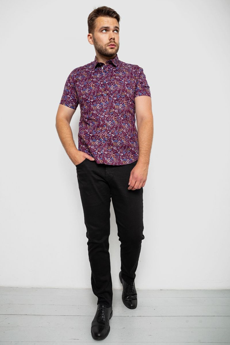 Сорочка чоловіча з принтом, колір сливовий, 214R6917-10