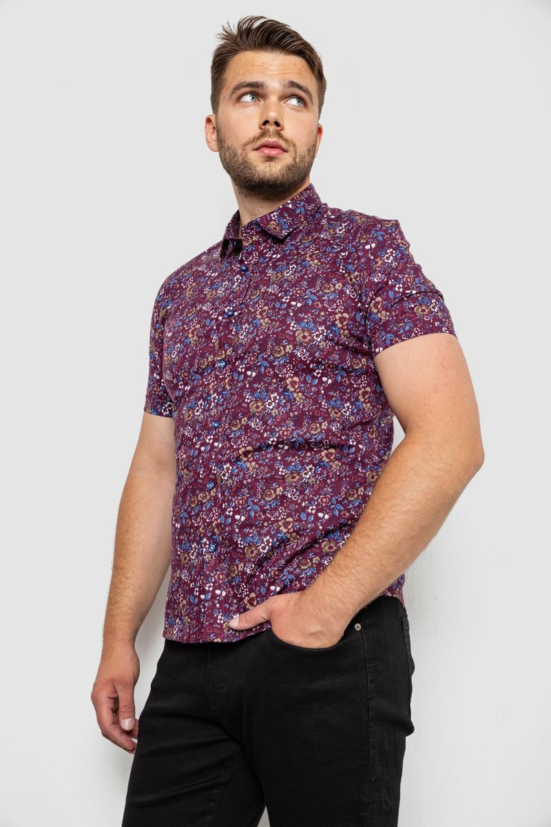 Сорочка чоловіча з принтом, колір сливовий, 214R6917-10 - Зображення 3