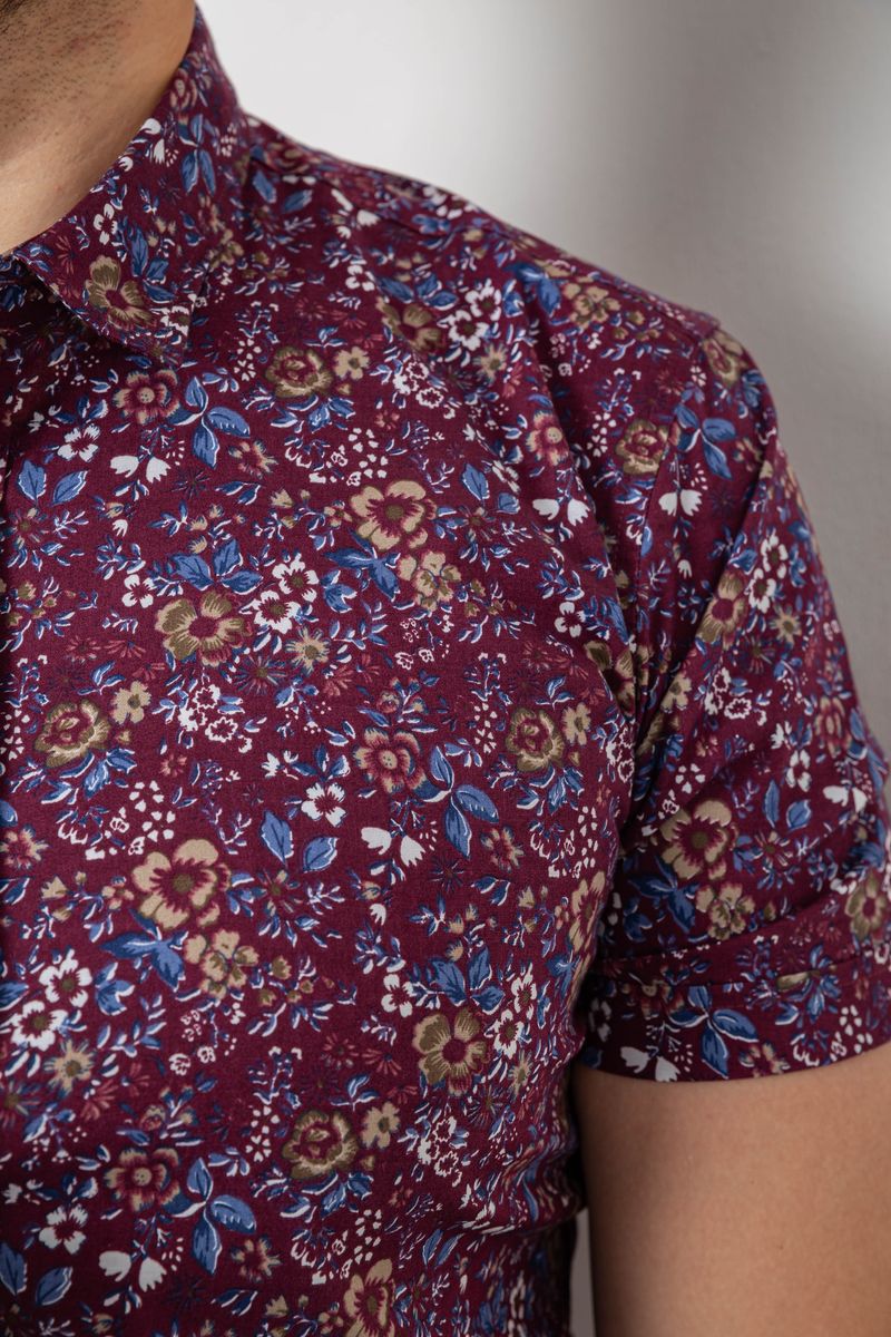 Сорочка чоловіча з принтом, колір сливовий, 214R6917-10 - Зображення 5