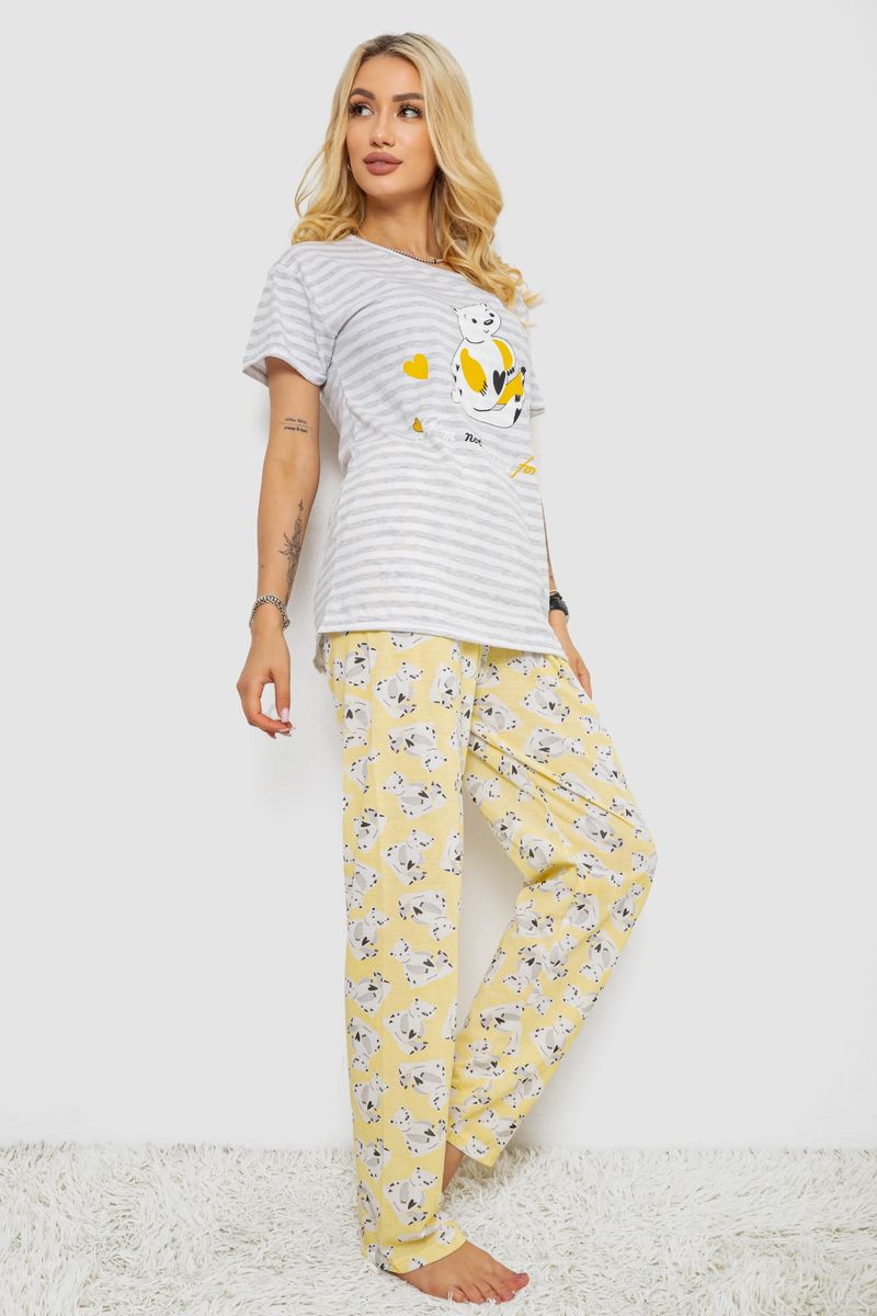 Піжама жіноча з принтом, колір сірий, 243R3678 - Зображення 3