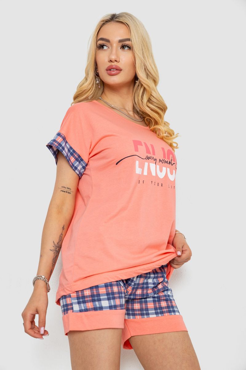 Піжама жіноча з принтом, колір кораловий, 243R3043 - Зображення 3