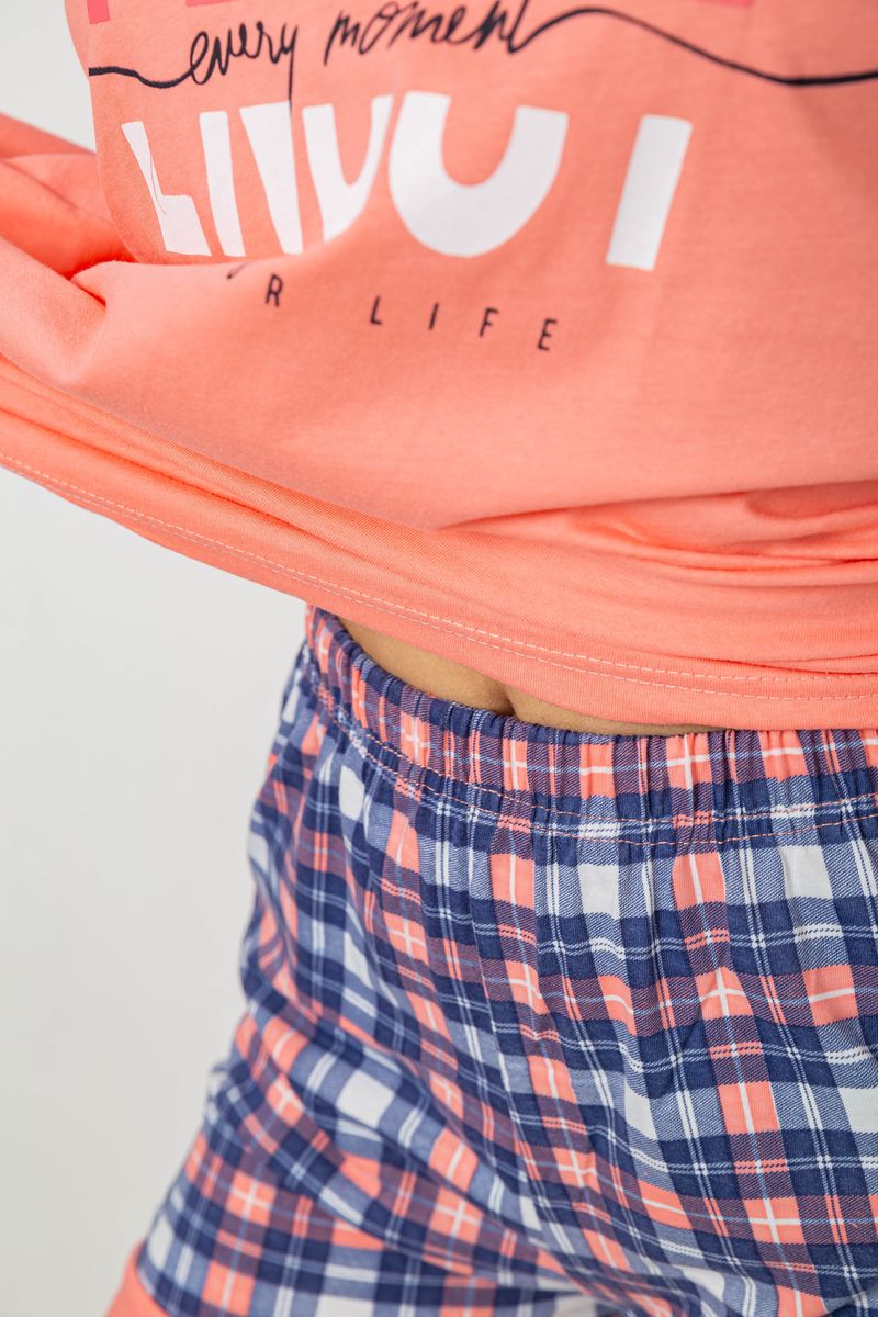 Піжама жіноча з принтом, колір кораловий, 243R3043 - Зображення 5