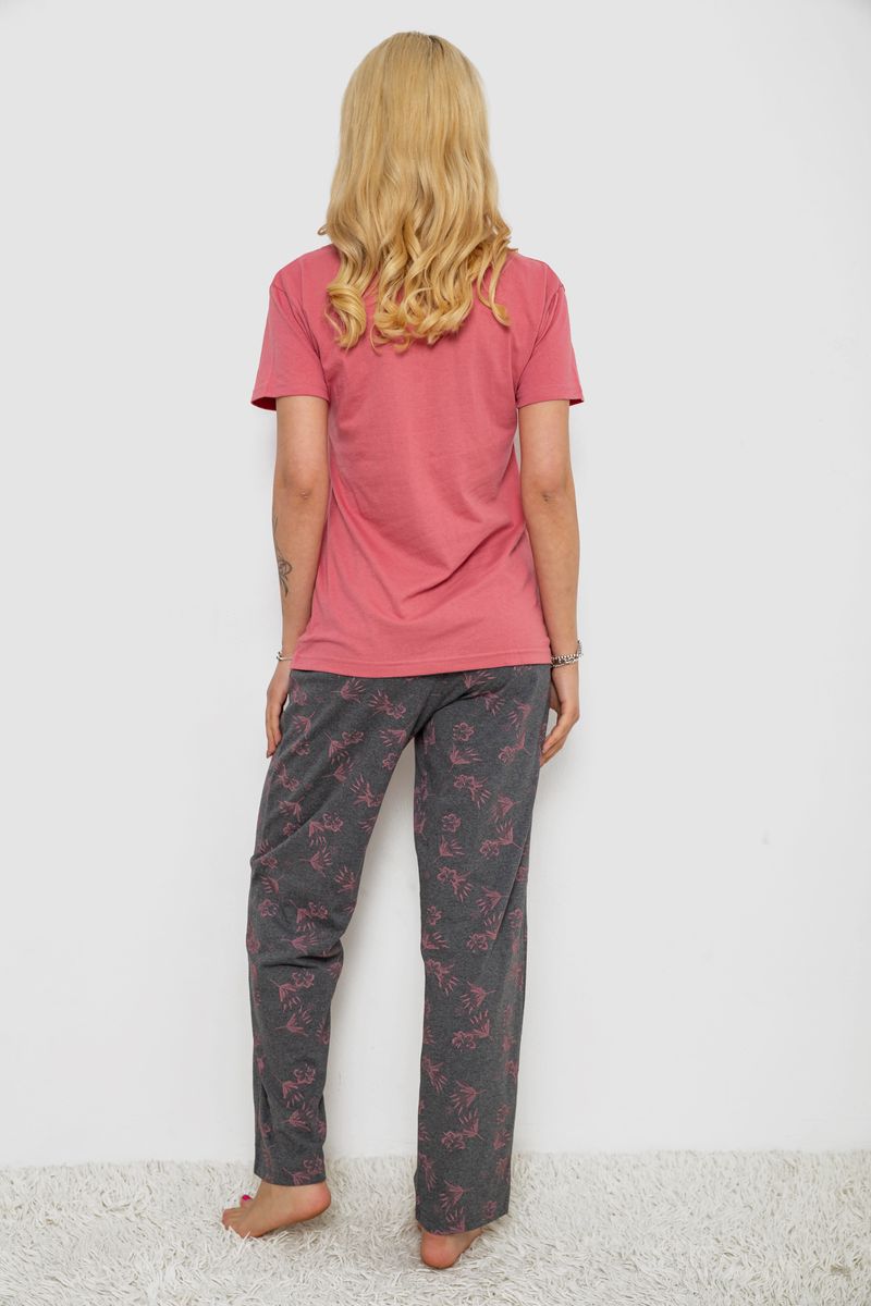 Піжама жіноча з принтом, колір рожево-сірий, 243R9224 - Зображення 4