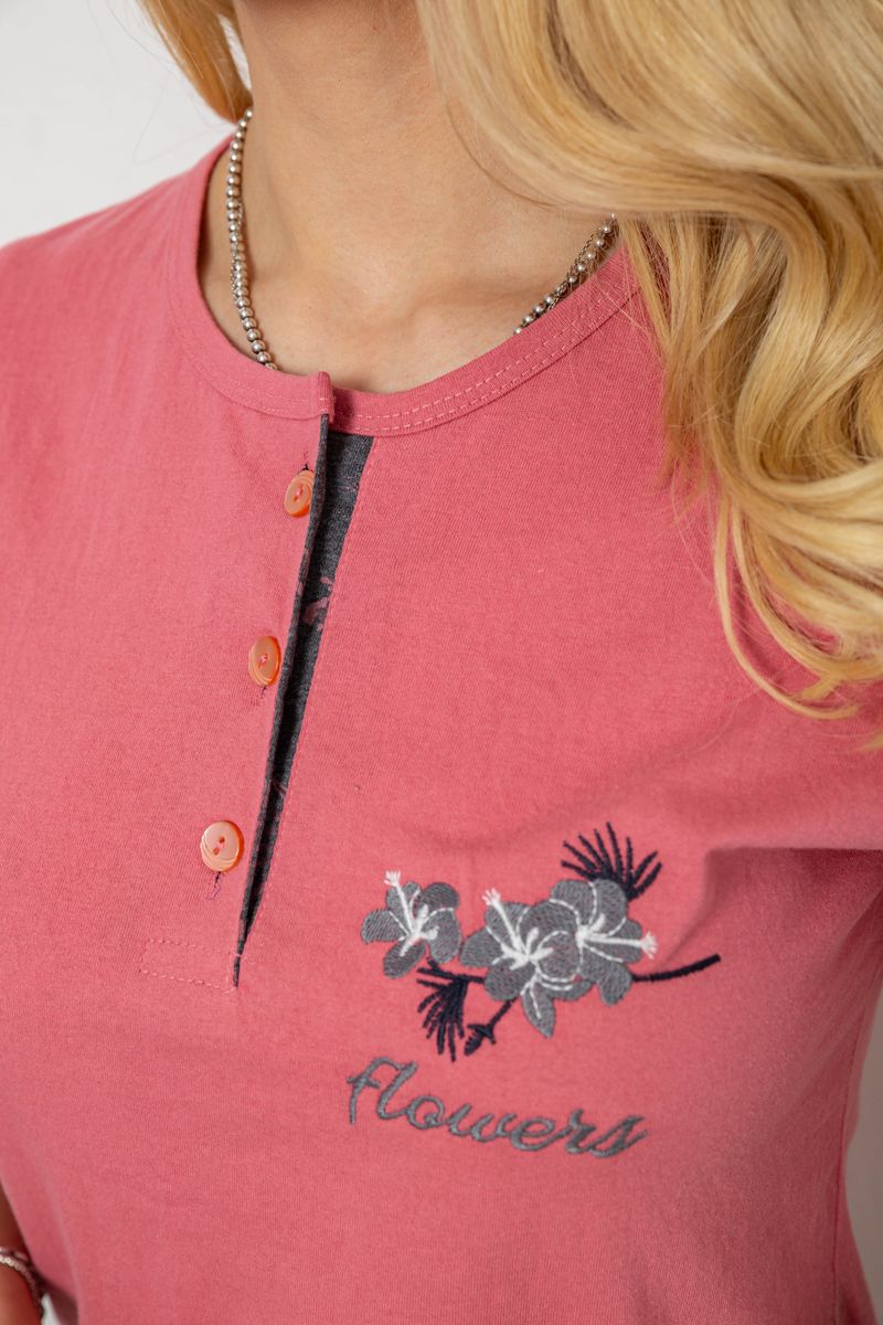 Піжама жіноча з принтом, колір рожево-сірий, 243R9224 - Зображення 5