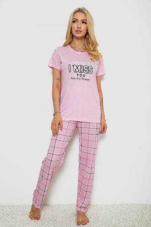 Піжама жіноча з принтом, колір рожевий, 243R10290