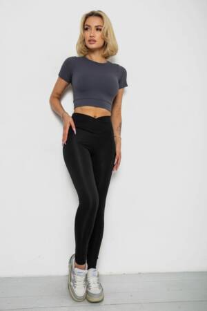 Футболка – топ жіноча в рубчик, колір темно-сірий, 238R58210