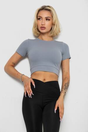 Футболка – топ жіноча в рубчик, колір сірий, 238R58210