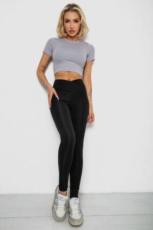 Футболка – топ жіноча в рубчик, колір світло-сірий, 238R58210