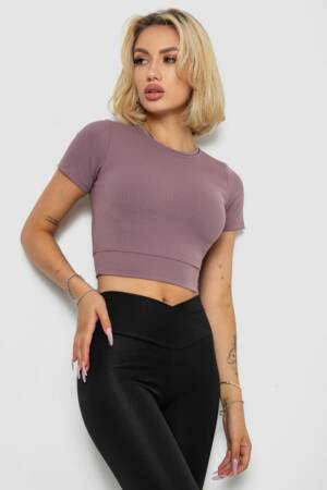 Футболка – топ жіноча в рубчик, колір сливовий, 238R58210