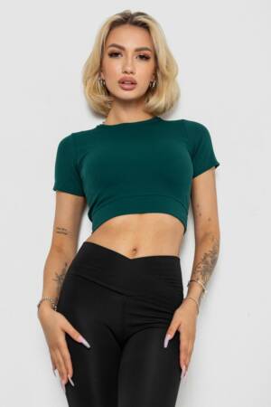 Футболка – топ жіноча в рубчик, колір зелений, 238R58210