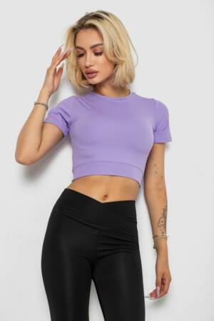 Футболка – топ жіноча в рубчик, колір бузковий, 238R58210