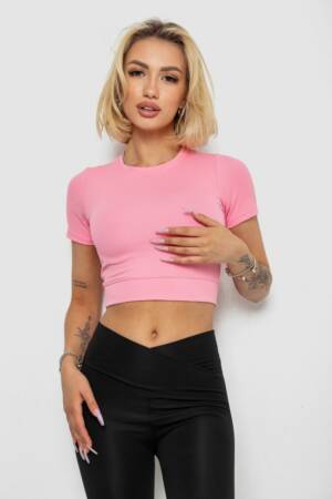 Футболка – топ жіноча в рубчик, колір рожевий, 238R58210