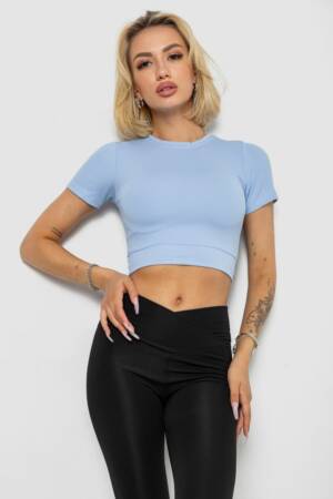 Футболка – топ жіноча в рубчик, колір блакитний, 238R58210