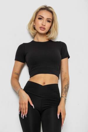 Футболка – топ жіноча в рубчик, колір чорний, 238R58210