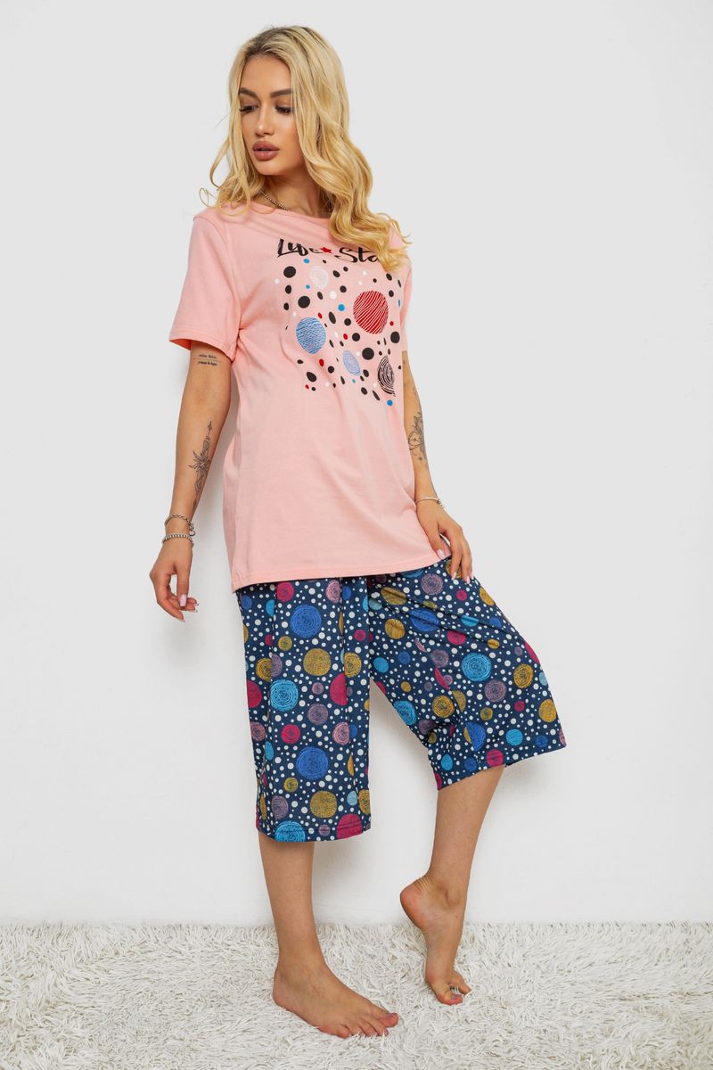 Піжама жіноча з принтом, колір персиковий, 243R10386 - Зображення 3