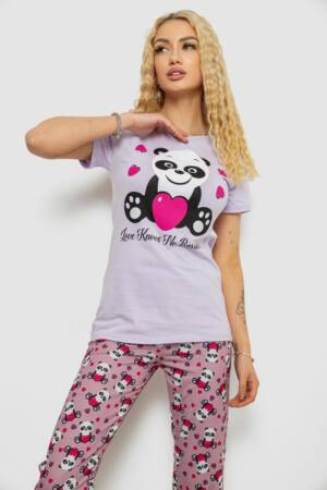 Піжама жіноча з принтом, колір бузковий, 243R15866
