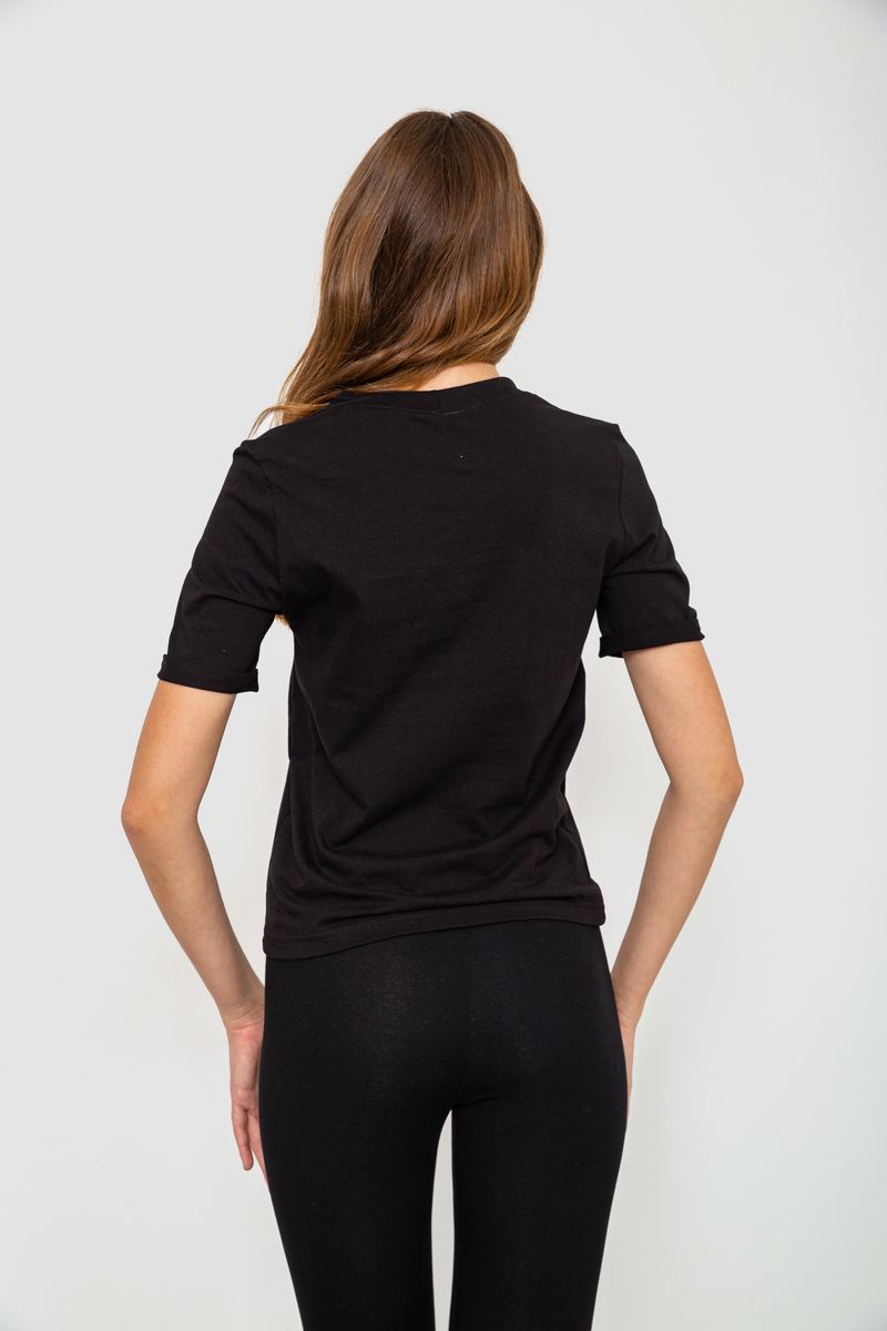 Жіноча футболка з принтом, колір чорний, 241R121 - Зображення 4