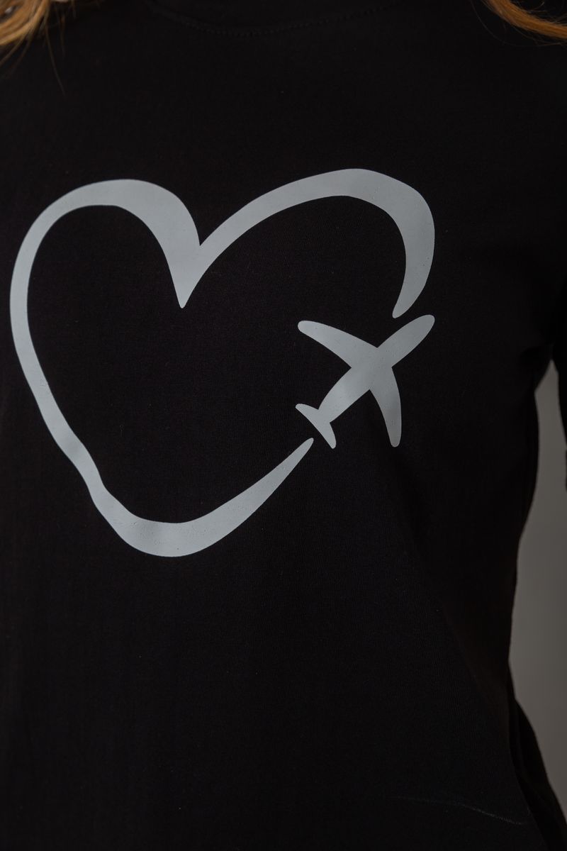 Жіноча футболка з принтом, колір чорний, 241R121 - Зображення 5